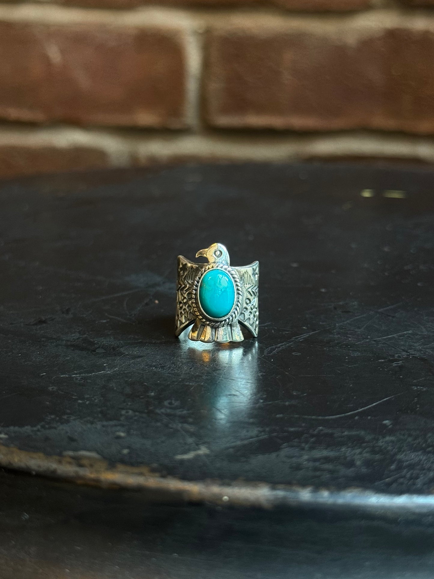 Turquoise Thunderbird Ring Size 5.75 | 925 Sterling Silver C436