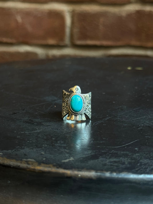 Turquoise Thunderbird Ring Size 5.75 | 925 Sterling Silver C436
