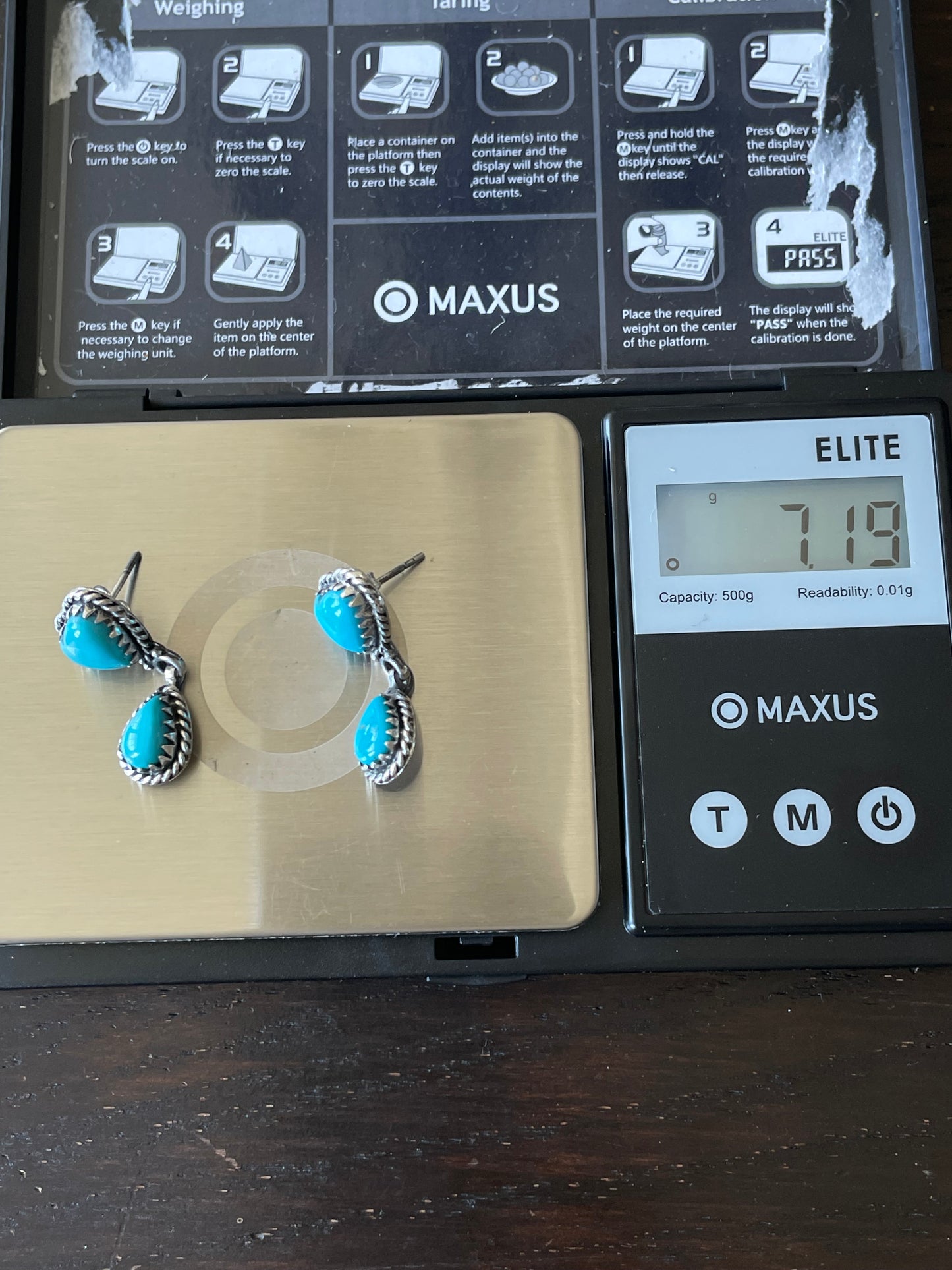Kingman Turquoise Heart Dangle Stud Earrings | 925 Sterling Silver E817