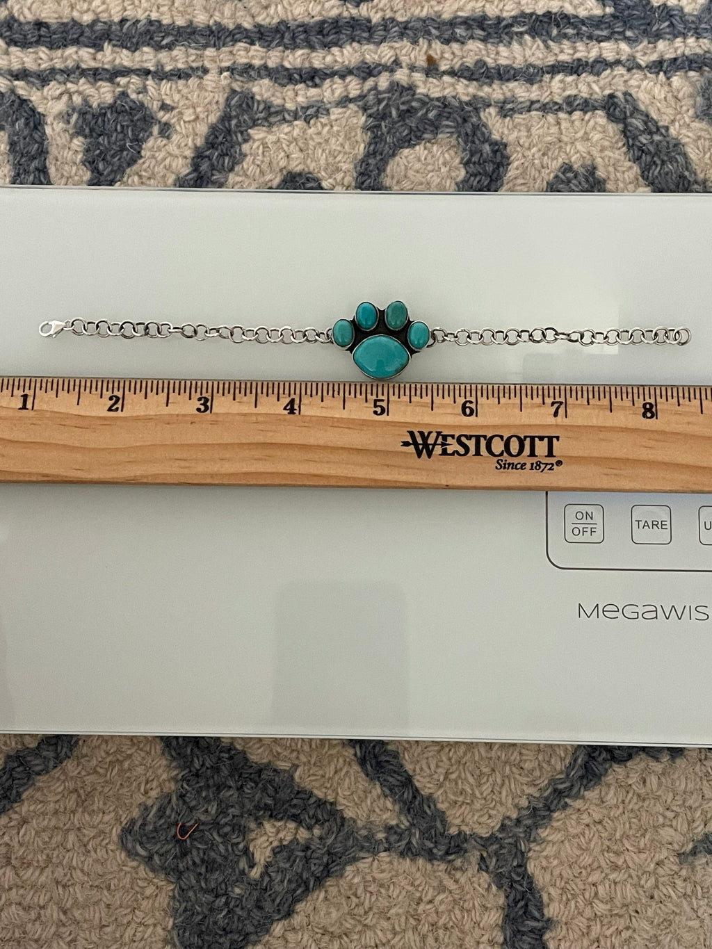 Kingman Turquoise Paw Bracelet | 925 Sterling Silver E101