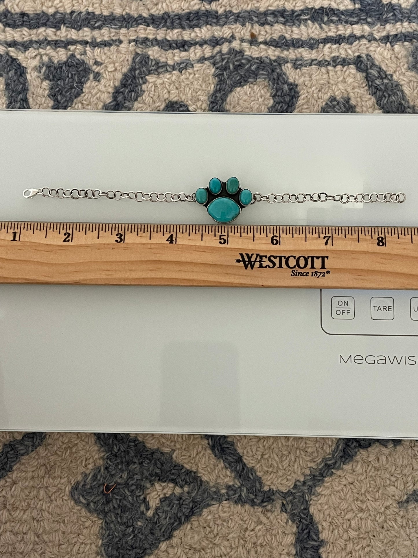 Kingman Turquoise Paw Bracelet | 925 Sterling Silver E101