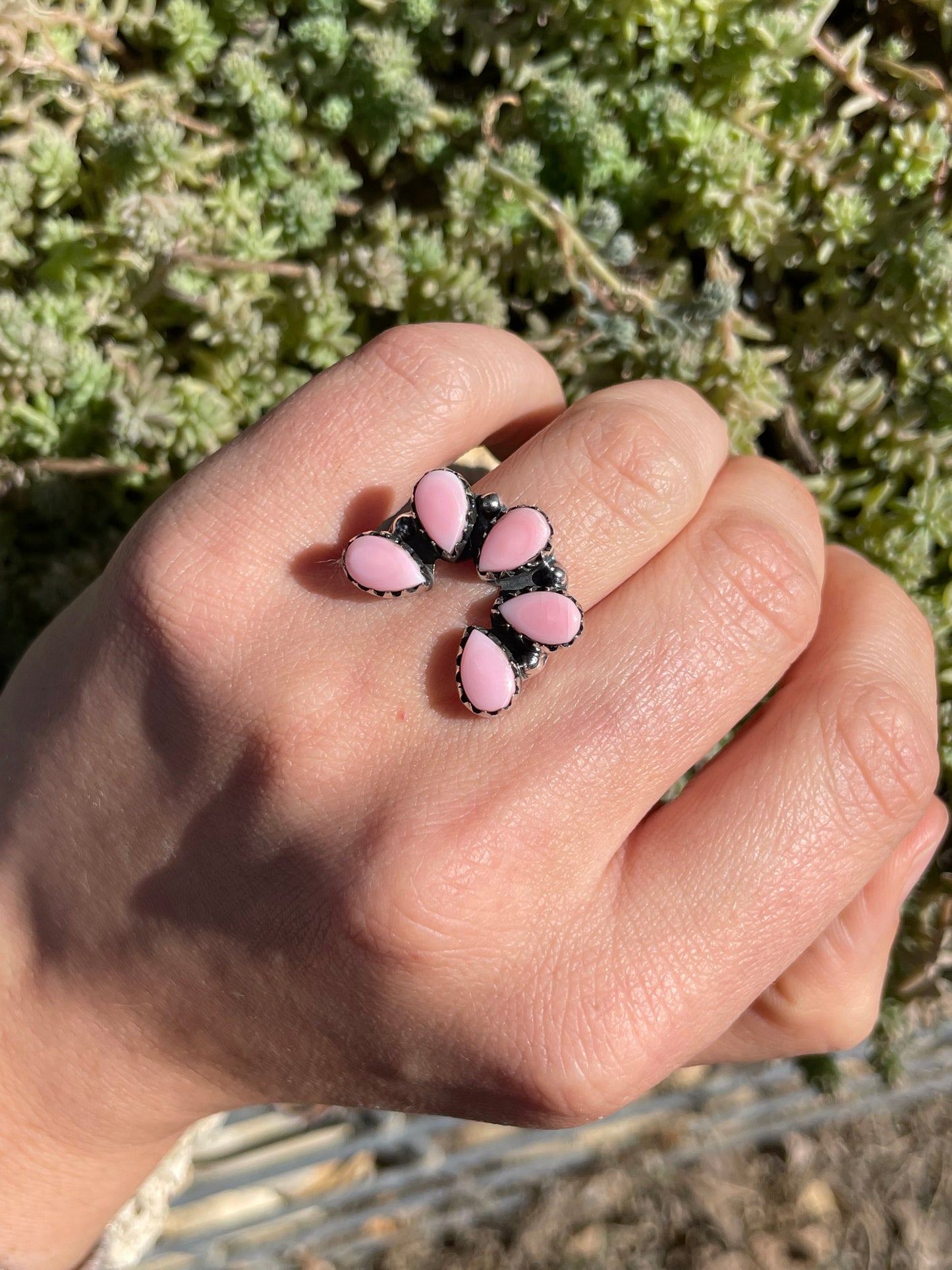 Pink Conch Naja Ring Size 6 | 925 Sterling Silver Southwest B988