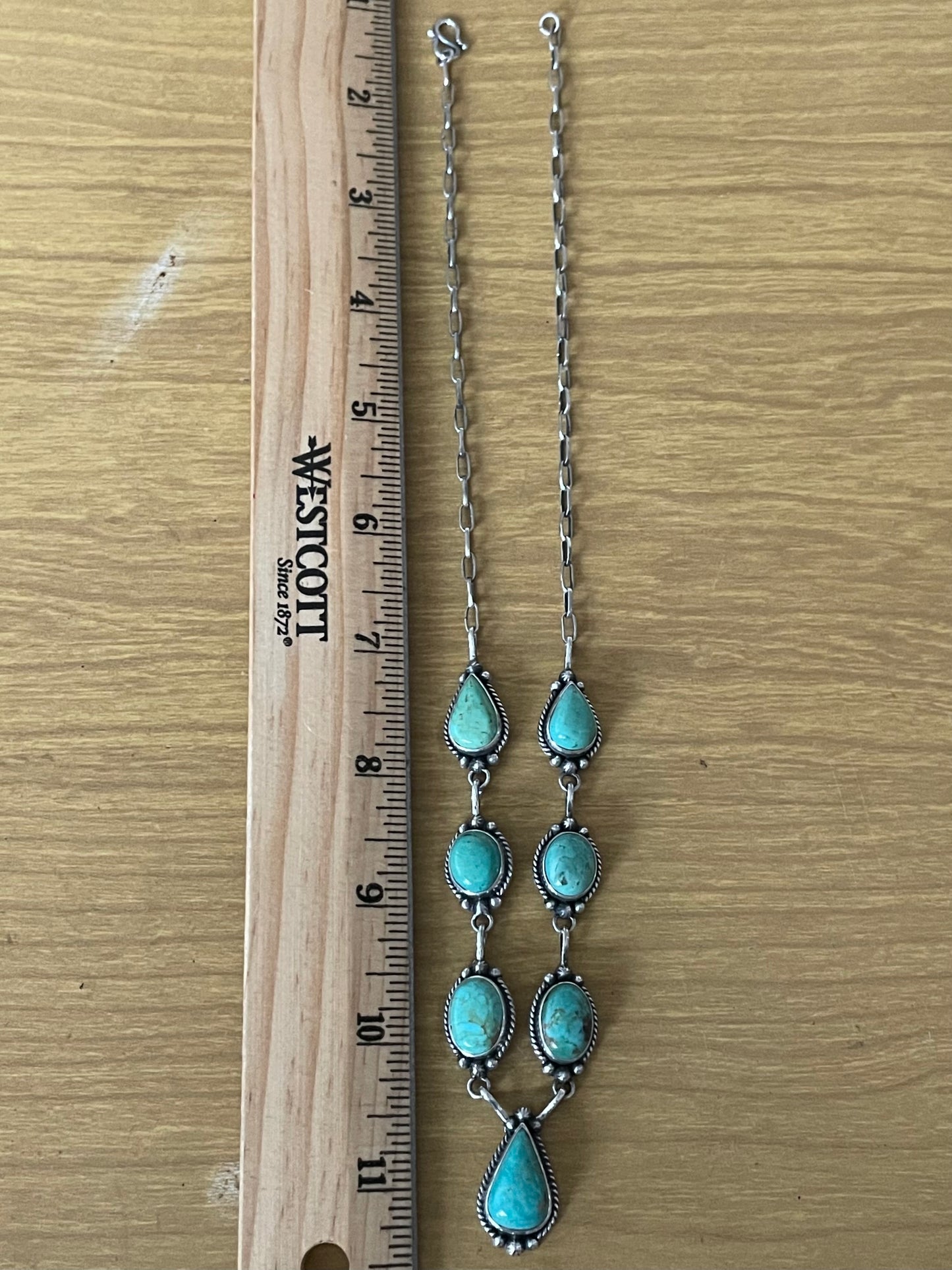 Turquoise Lariat Necklace | 925 Sterling Silver E636