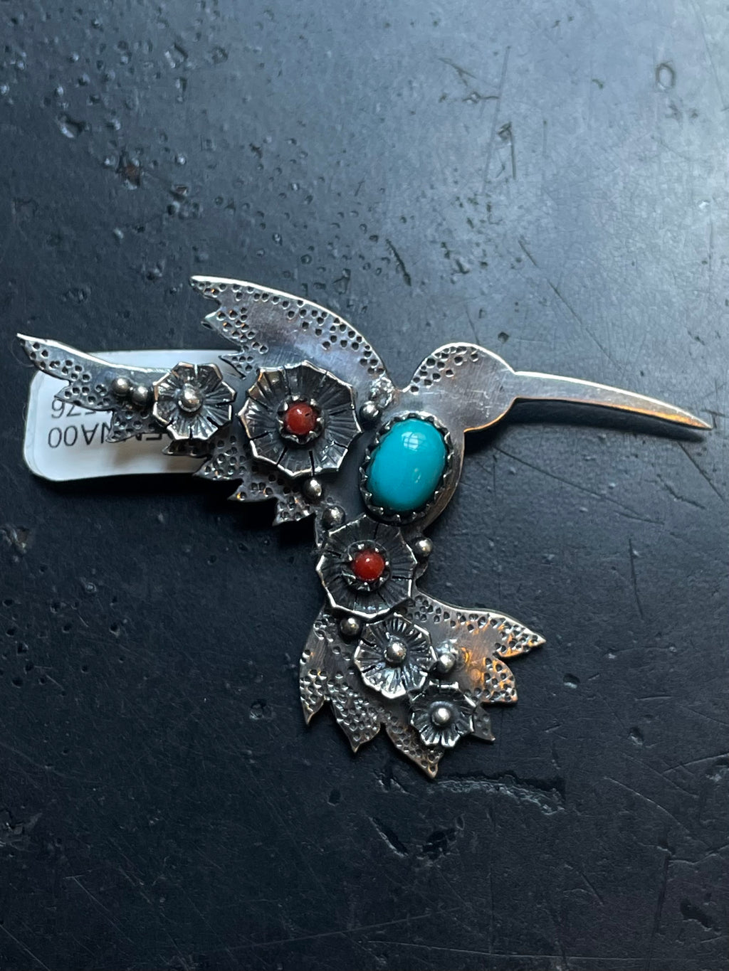 Hummingbird Pendant in Kingman Turquoise | Sterling Silver | A576