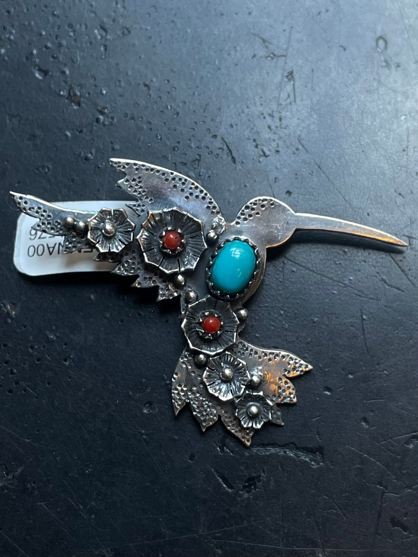 Hummingbird Pendant in Kingman Turquoise | Sterling Silver | A576