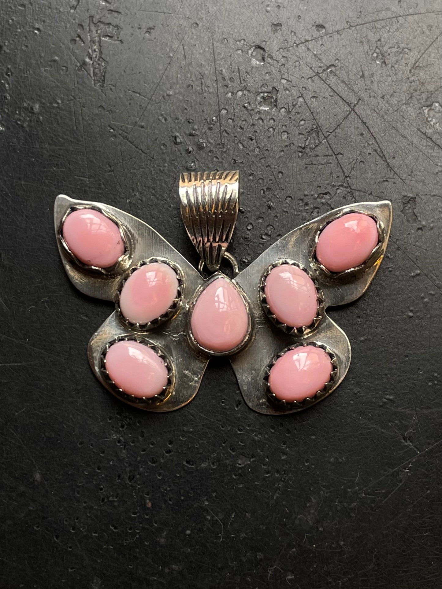 Pink Conch Butterfly Pendant | 925 Sterling Silver E953