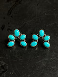 Kingman Turquoise Naja Earrings | Cluster Stud E654