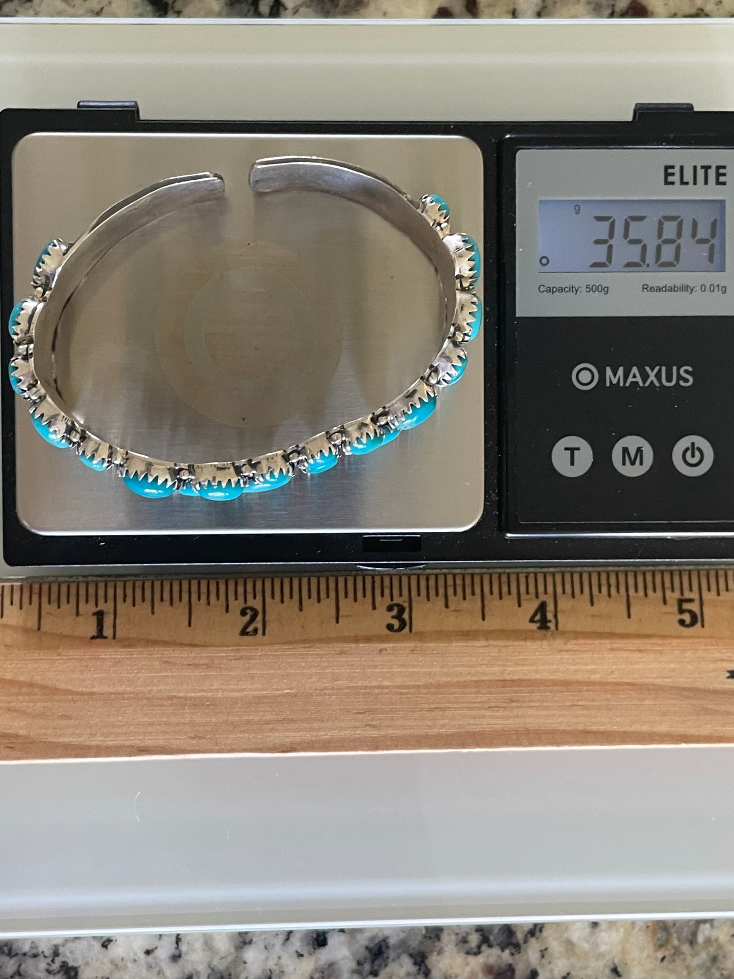 Kingman Turquoise Double Row Cluster Cuff Bracelet | Sterling Silver G458