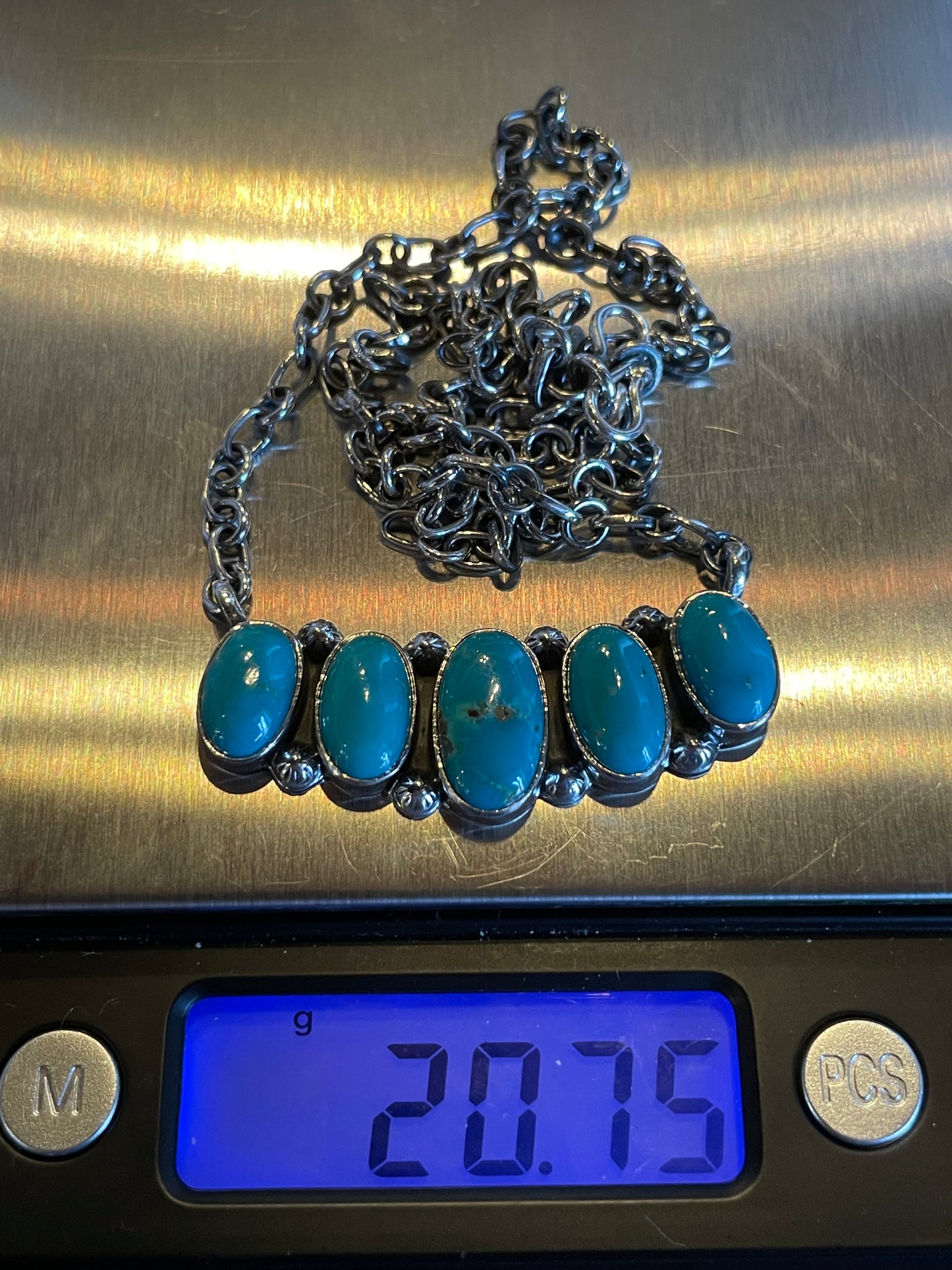 Turquoise Bar Chain Necklace | 925 Sterling Silver B157