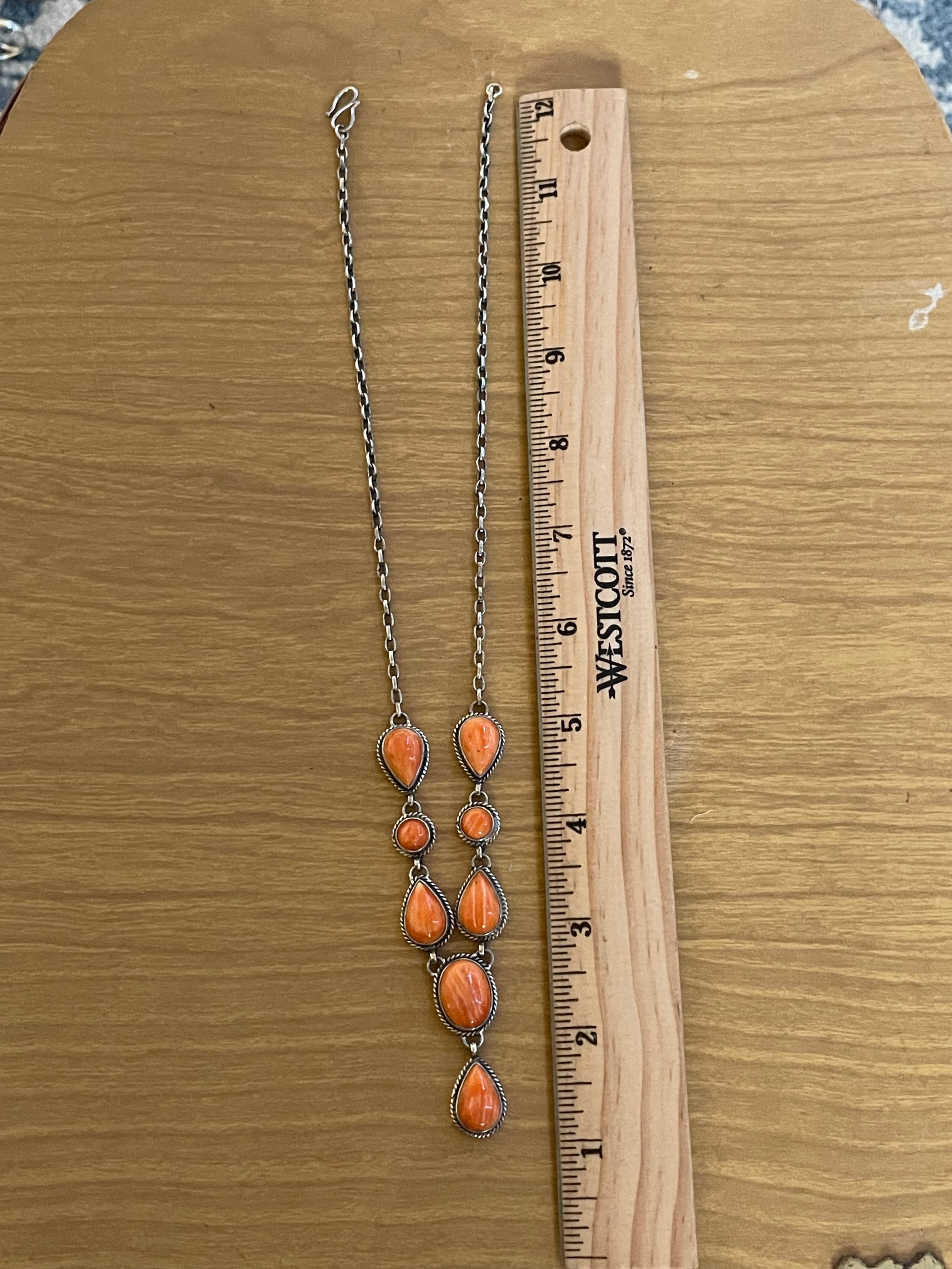 Spiny Oyster Lariat Necklace | 925 Sterling Silver C987