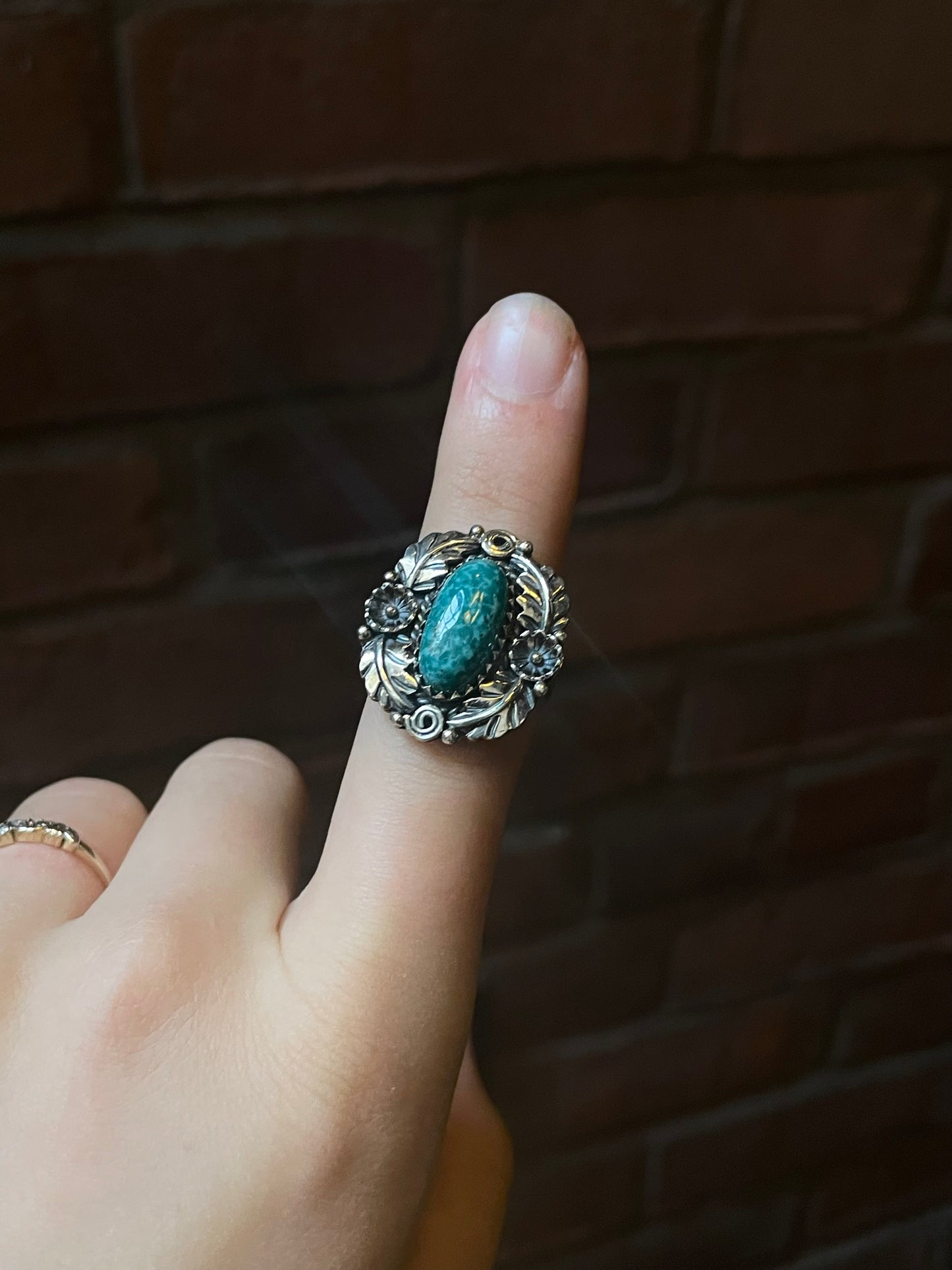 Turquoise Feather Ring Size 8.75 | 925 Sterling Silver C946