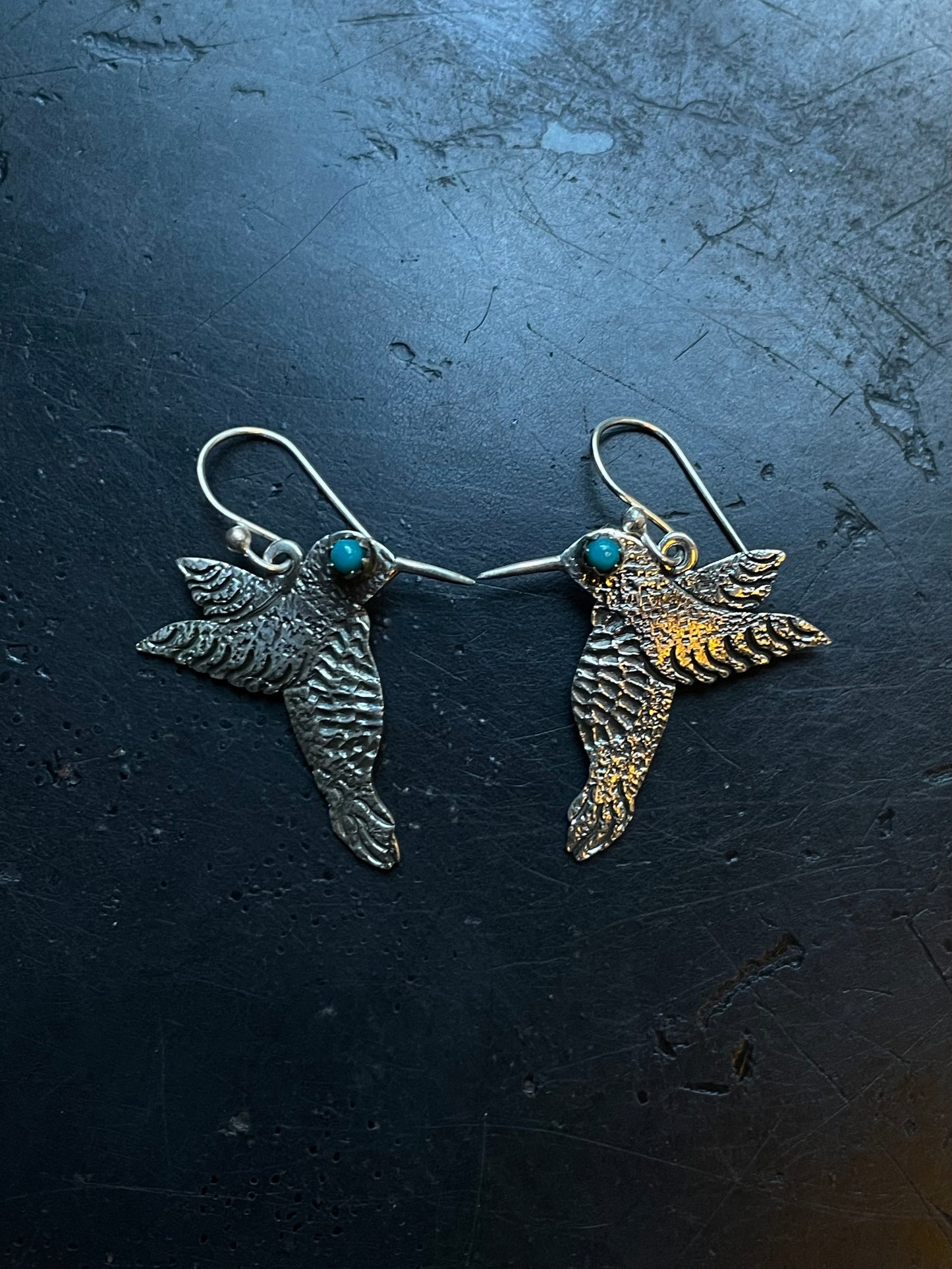 Turquoise Hummingbird Earrings | 925 Sterling Silver Hooks E375