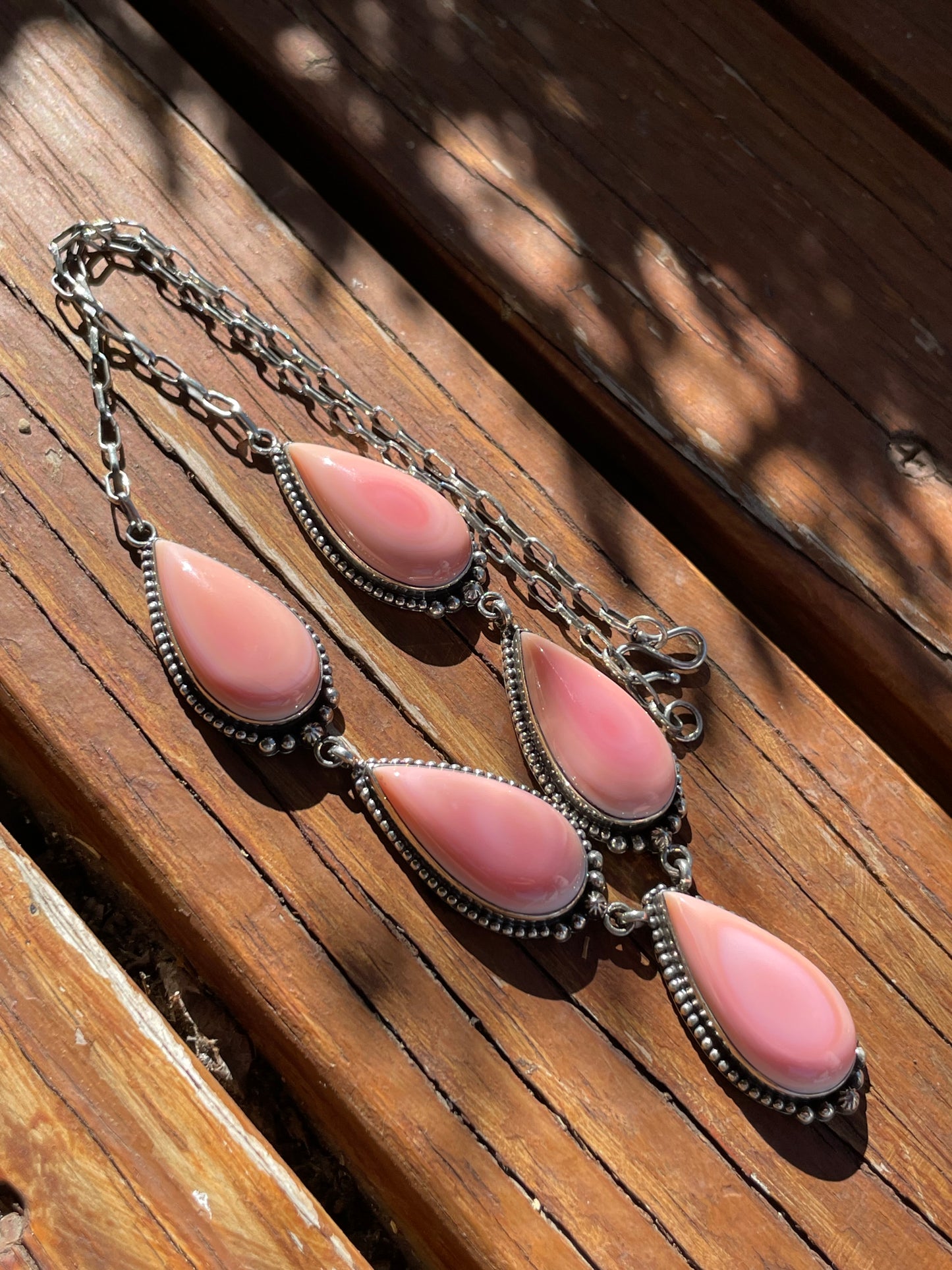 Pink Conch Lariat Necklace | 925 Sterling Silver B662