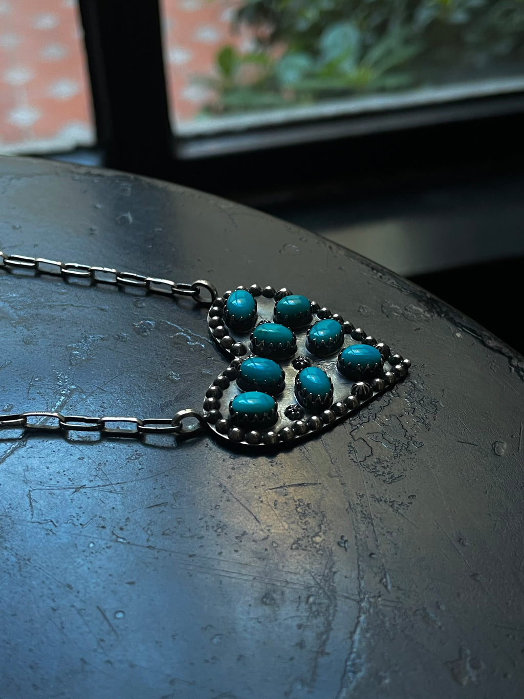Kingman Turquoise Heart Necklace | Sterling Silver G391