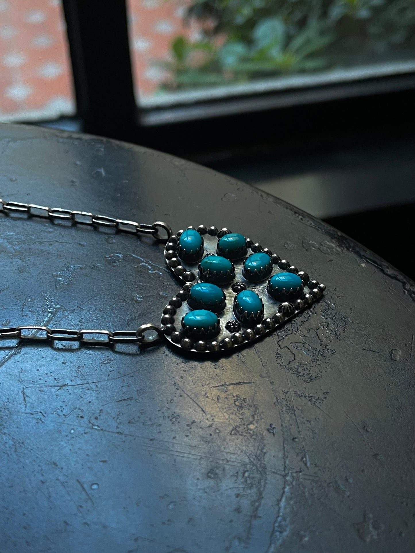 Kingman Turquoise Heart Necklace | Sterling Silver G391