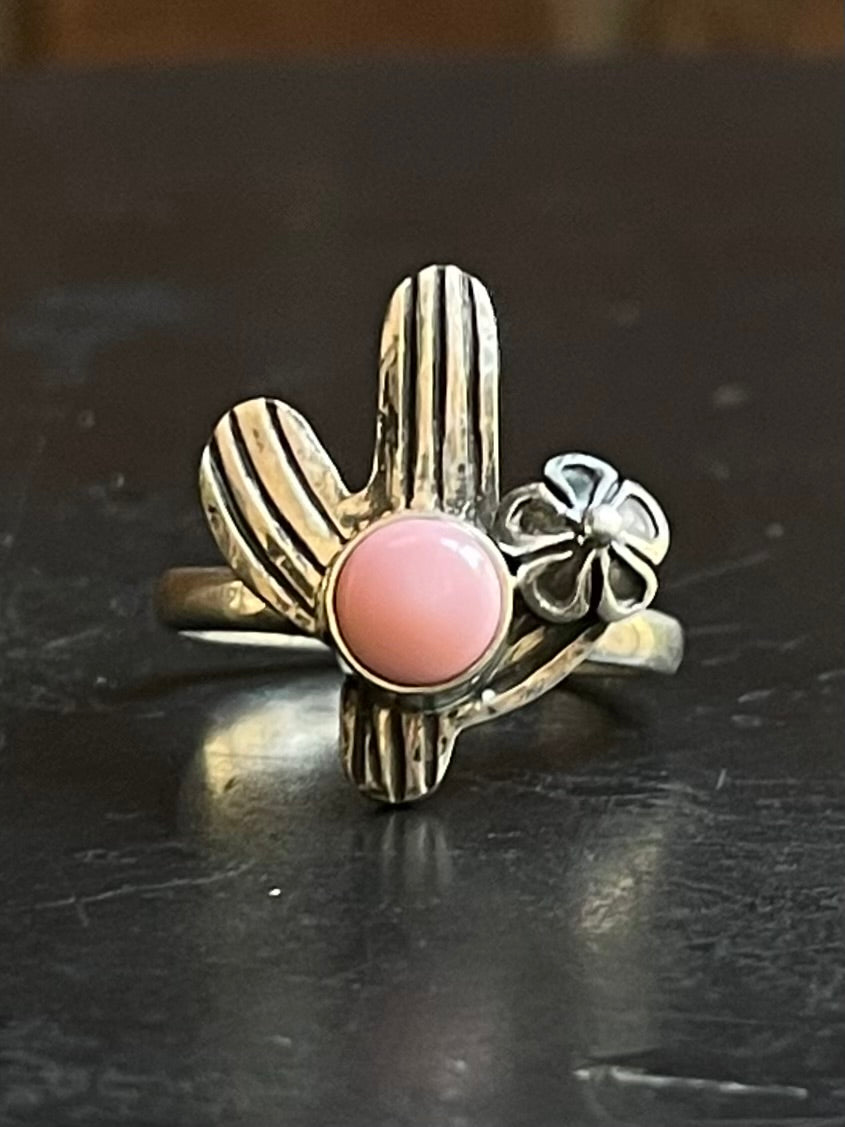 Pink Conch Cactus Ring Size 8.75 | Sterling Silver E902