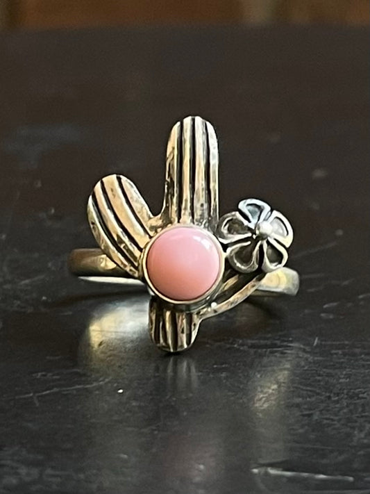Pink Conch Cactus Ring Size 8.75 | Sterling Silver E902
