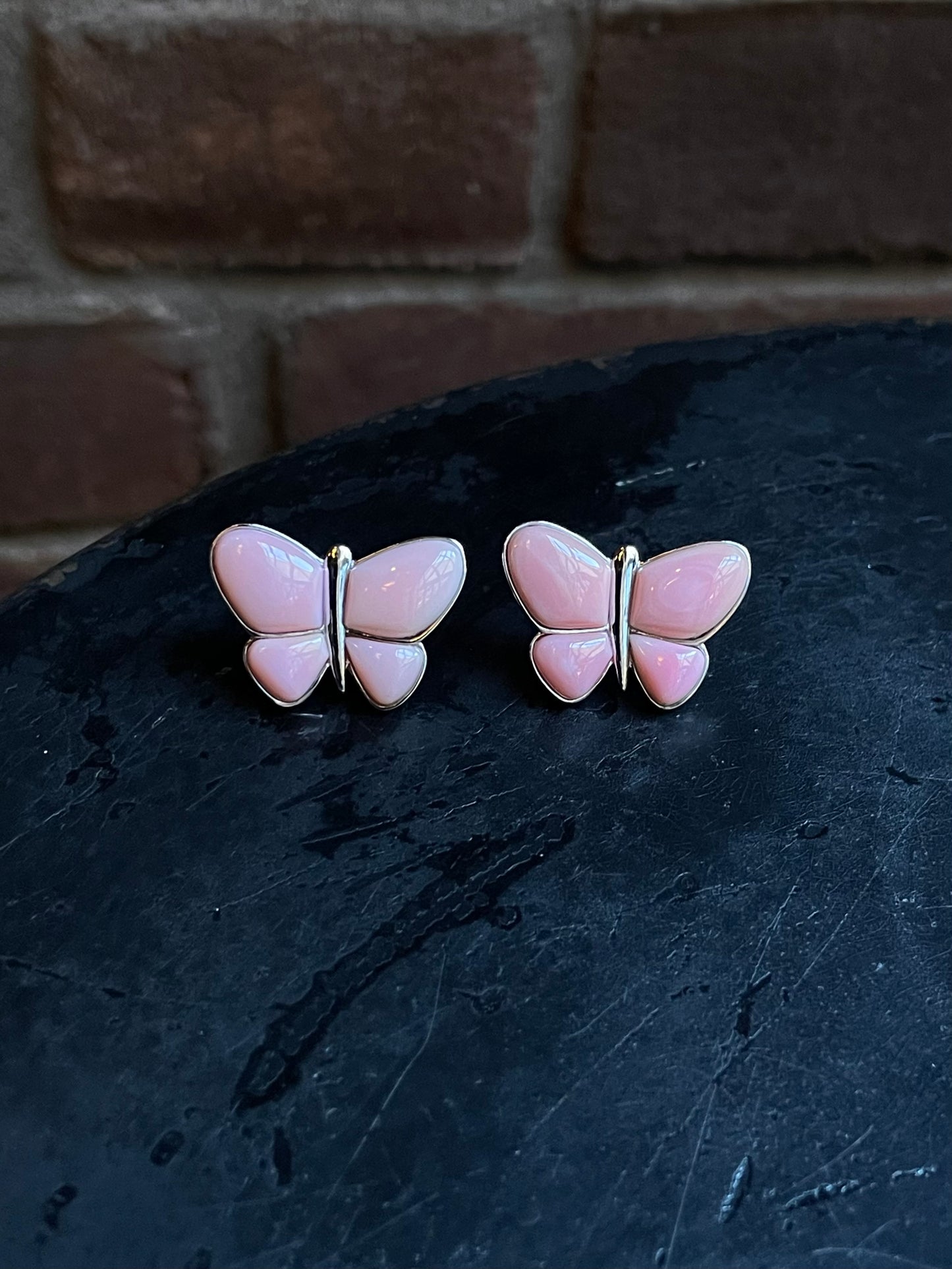 Pink Conch Butterfly Stud Earrings | 925 Sterling Silver E409