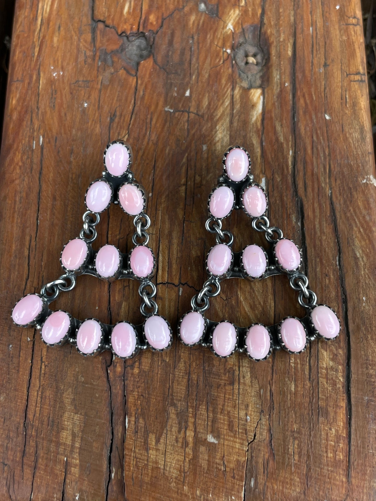 Pink Conch Stud Chandelier Stud Earrings | 925 Sterling Silver B969