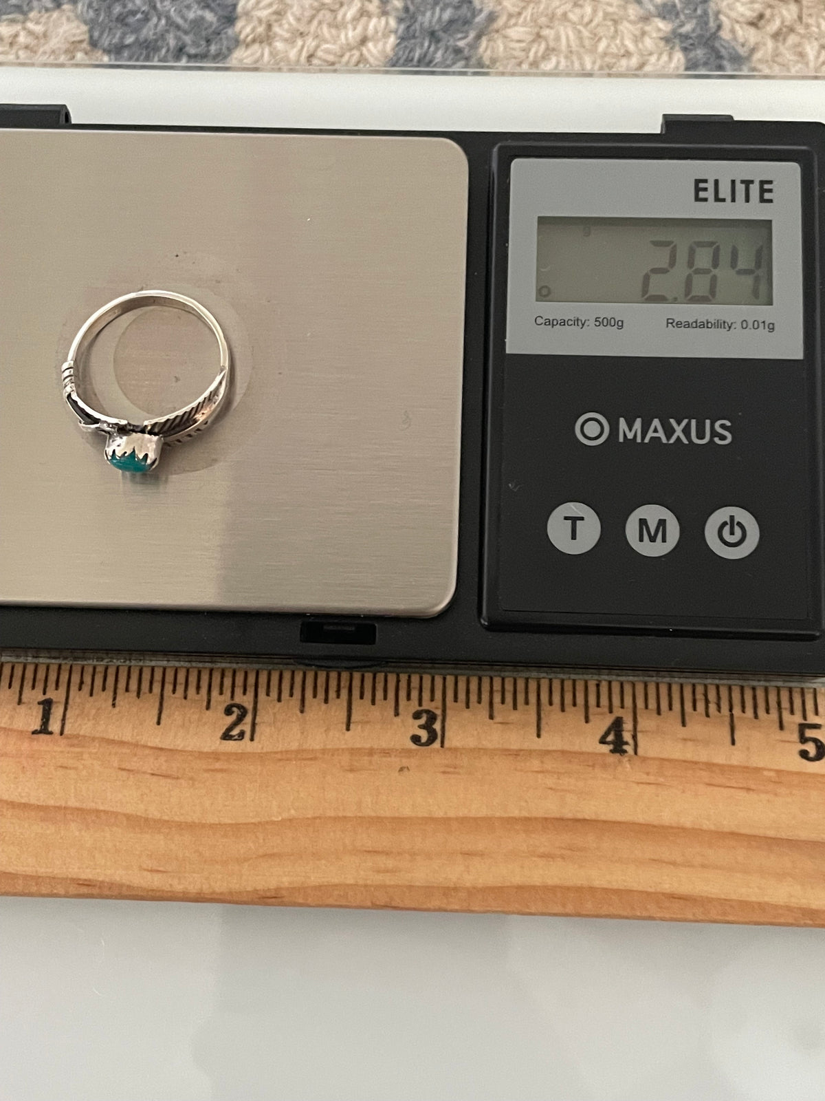 Turquoise Feather Ring | 925 Sterling Silver Size 8.25 G809
