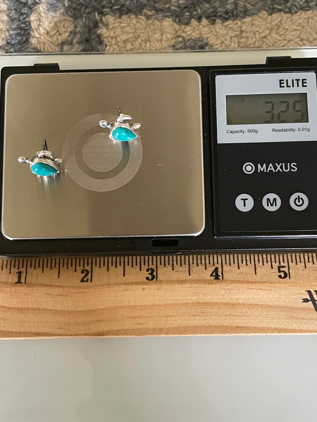 Kingman Turquoise Sea Turtle Stud Earrings | 925 Sterling Silver G661