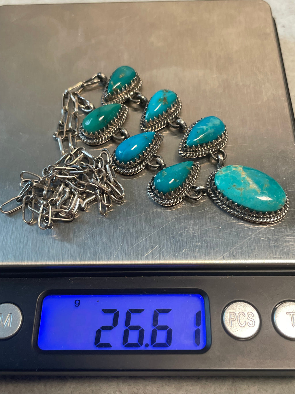 Kingman Turquoise Lariat Necklace | 925 Sterling Silver D215