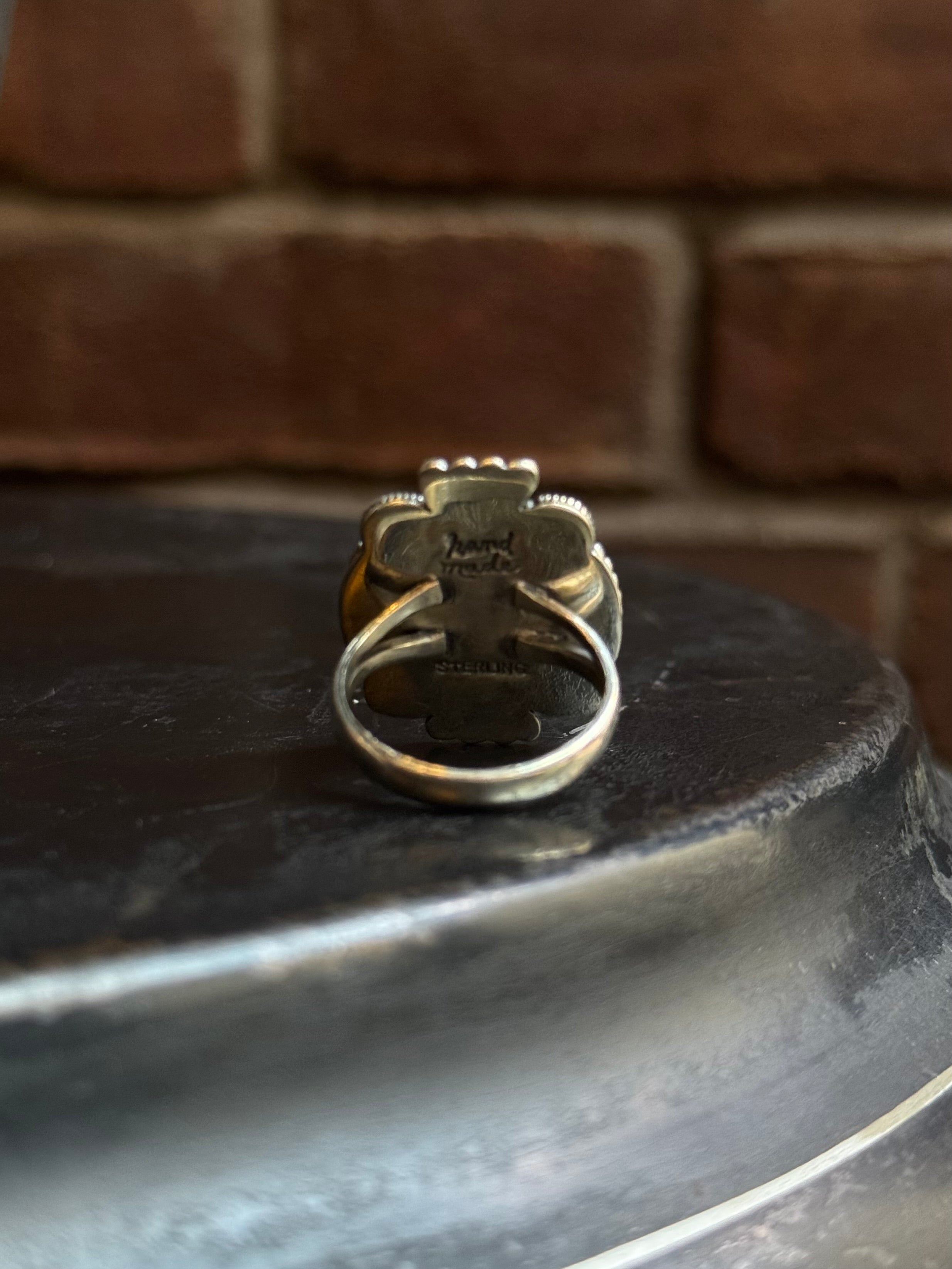 Pink Conch Tear Drop Ring | 925 Sterling Silver | Size 9 C319