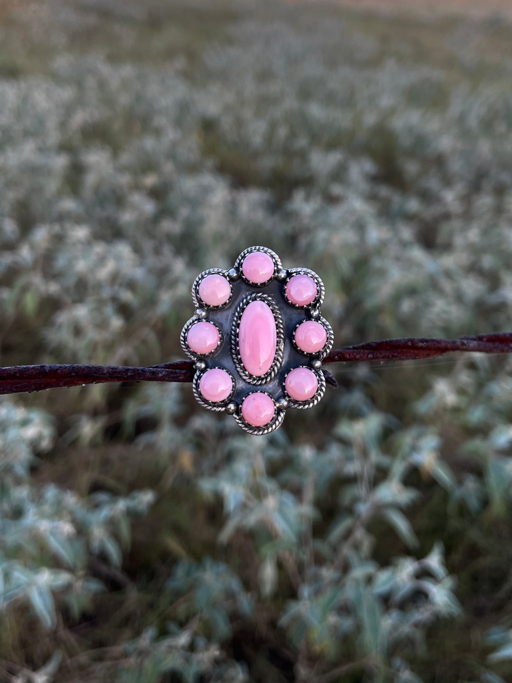 Pink Conch Cluster Ring Size 5.75 | 925 Sterling Silver G745