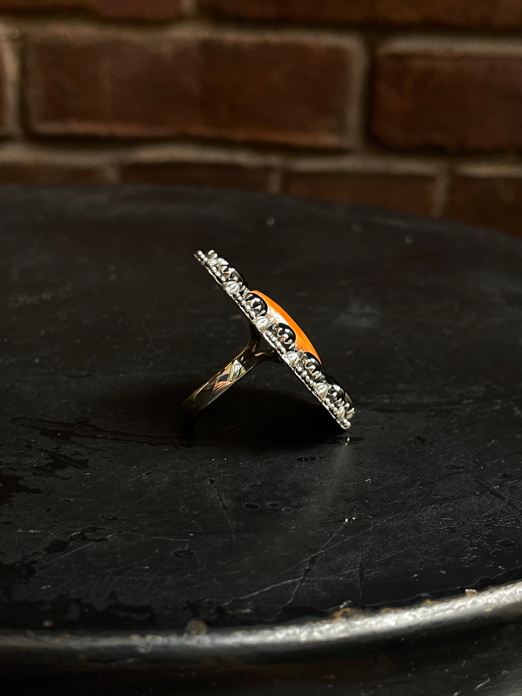 Spiny Oyster Black Onyx Cluster Ring Size 7 | 925 Sterling Silver E111