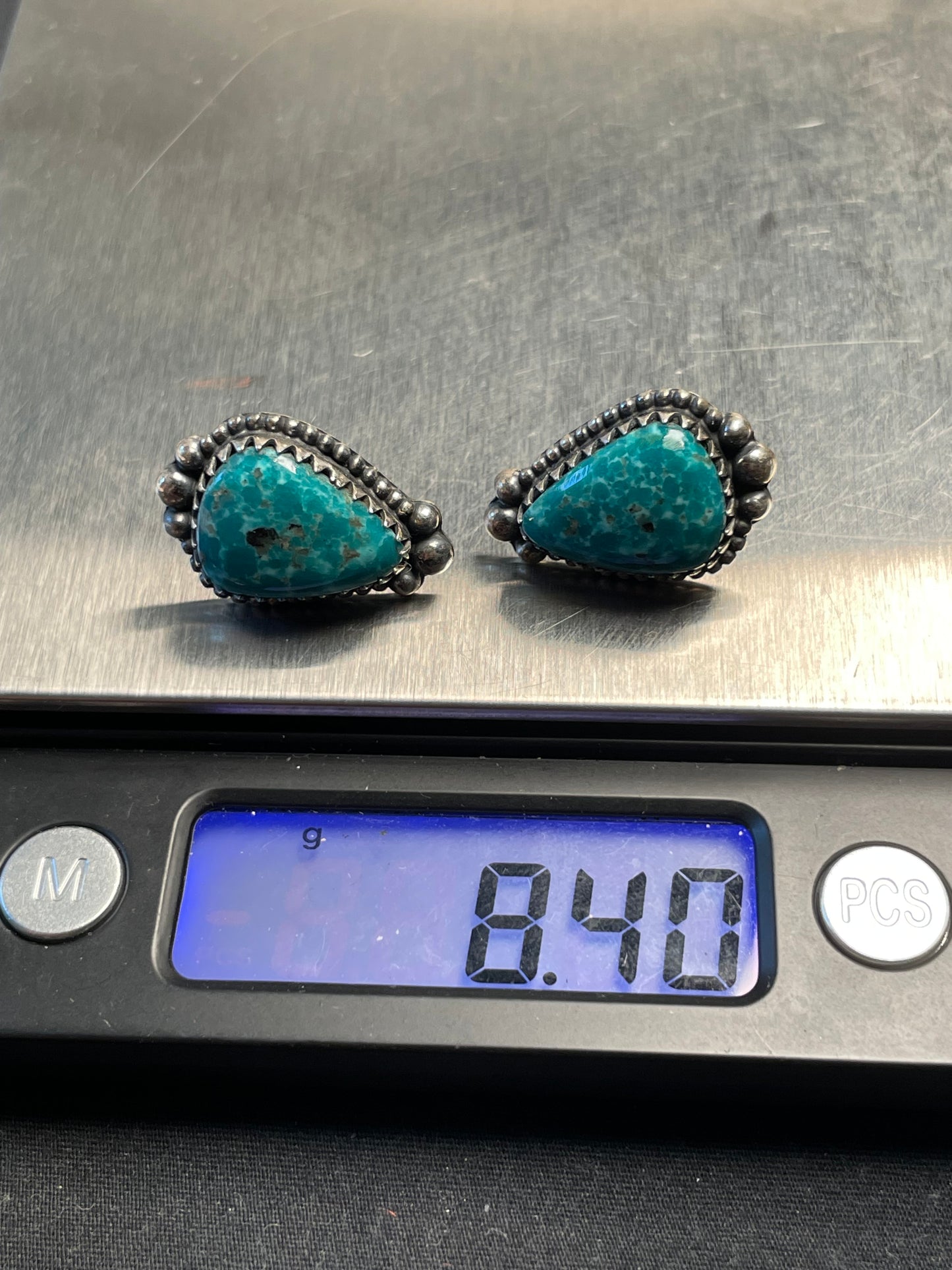 Kingman Turquoise Stud Earrings | 925 Sterling Silver D189