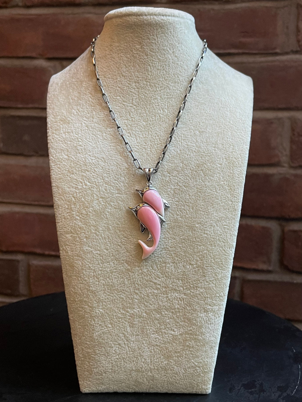 Pink Conch Dolphin Pendant | 925 Sterling Silver E284