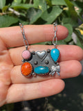 Pink Conch Spiny Turquoise Necklace | 925 Sterling Silver D129