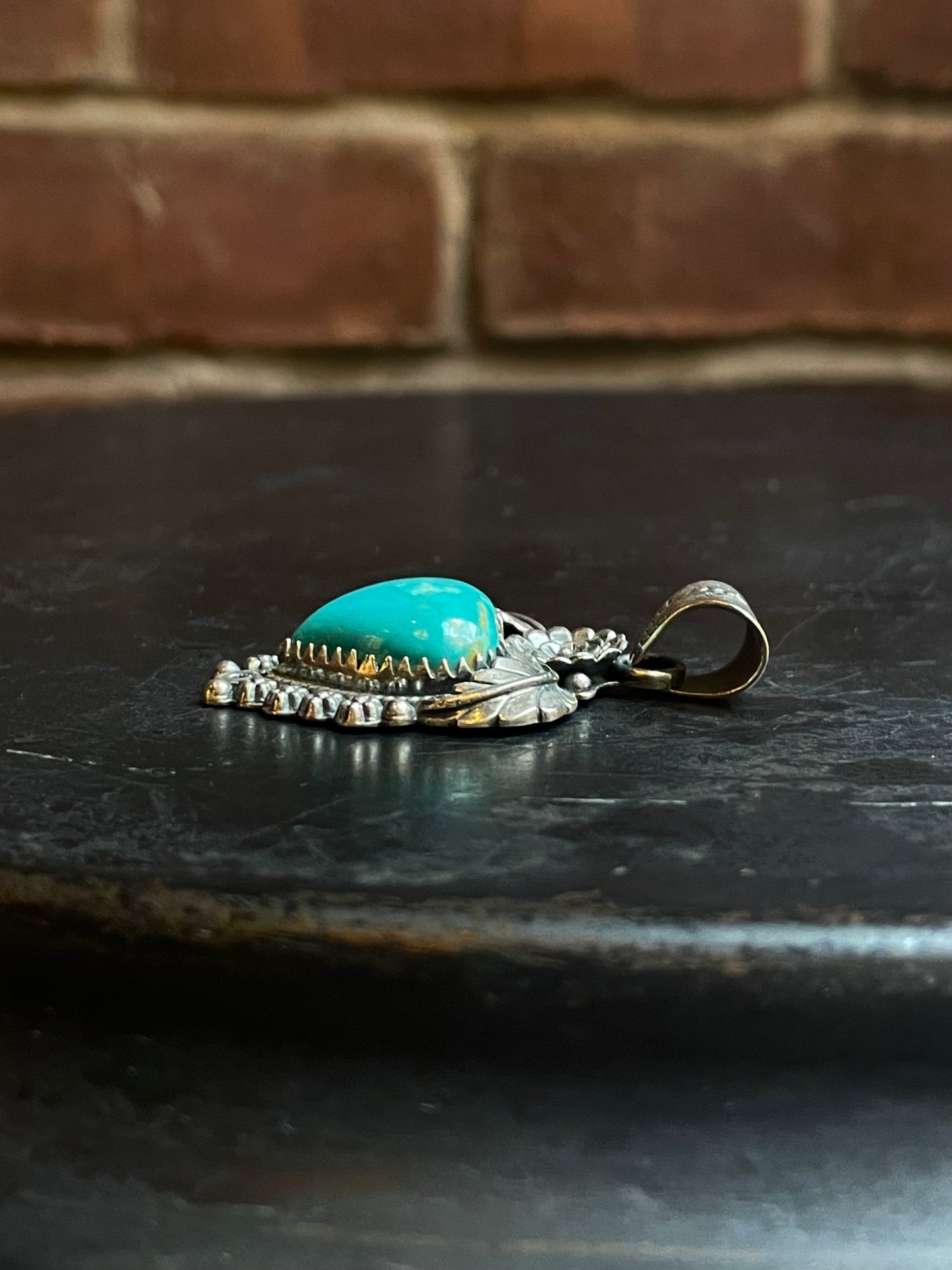 Kingman Turquoise Heart Floral Pendant | Sterling Silver E930
