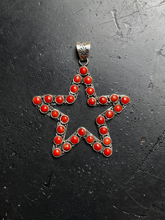 Red Coral Star Pendant | 925 Sterling Silver E218