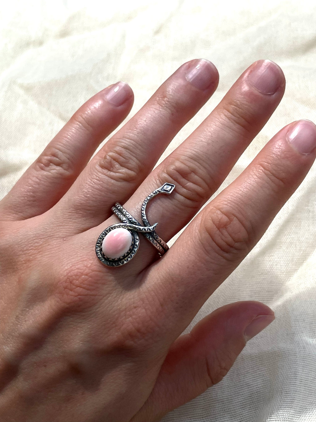 Pink Conch Snake Ring Size 10.5| 925 Sterling Silver C947