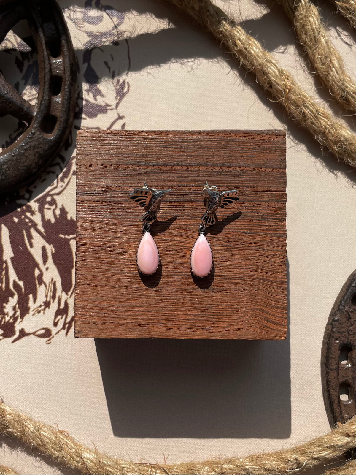 Pink Conch Hummingbird Stud Earrings | 925 Sterling Silver G703