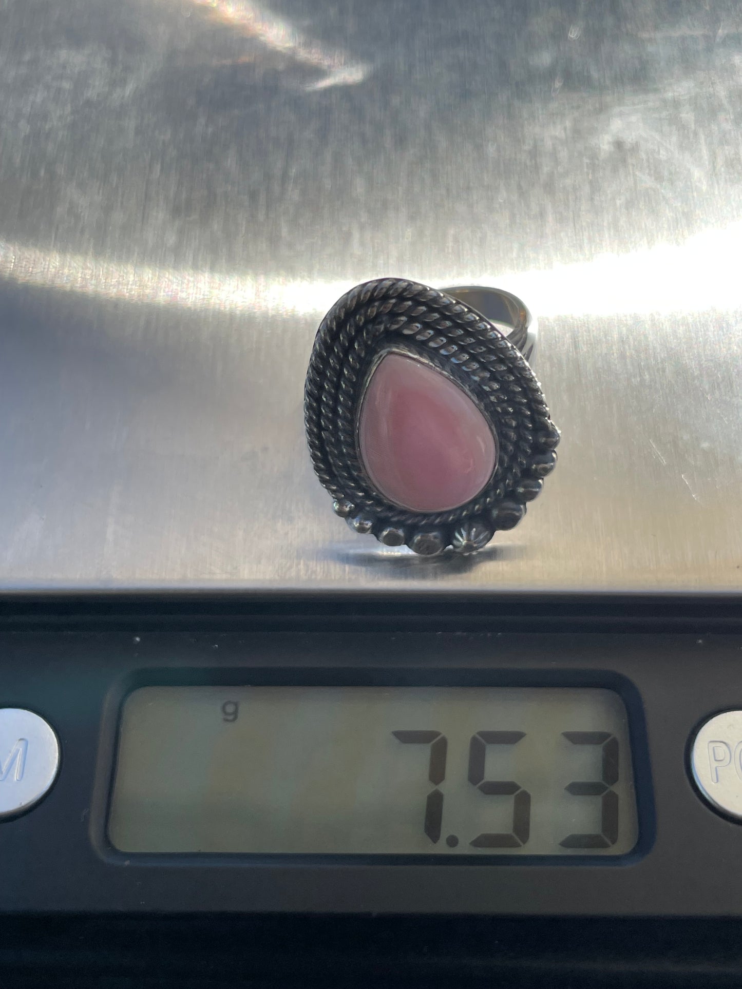 Pink Conch Rope Design Ring | 925 Sterling Silver 6.75 B325