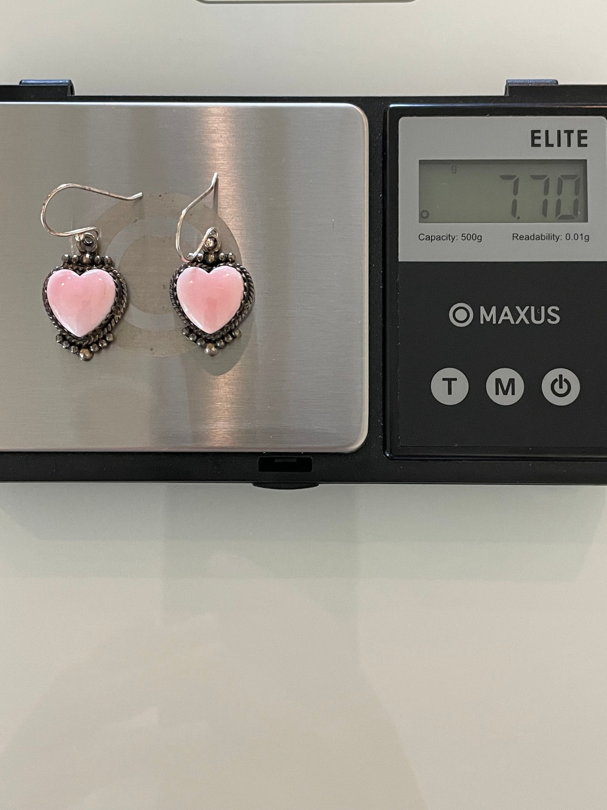 Pink Conch Heart Dangle Earrings | 925 Sterling Silver G702