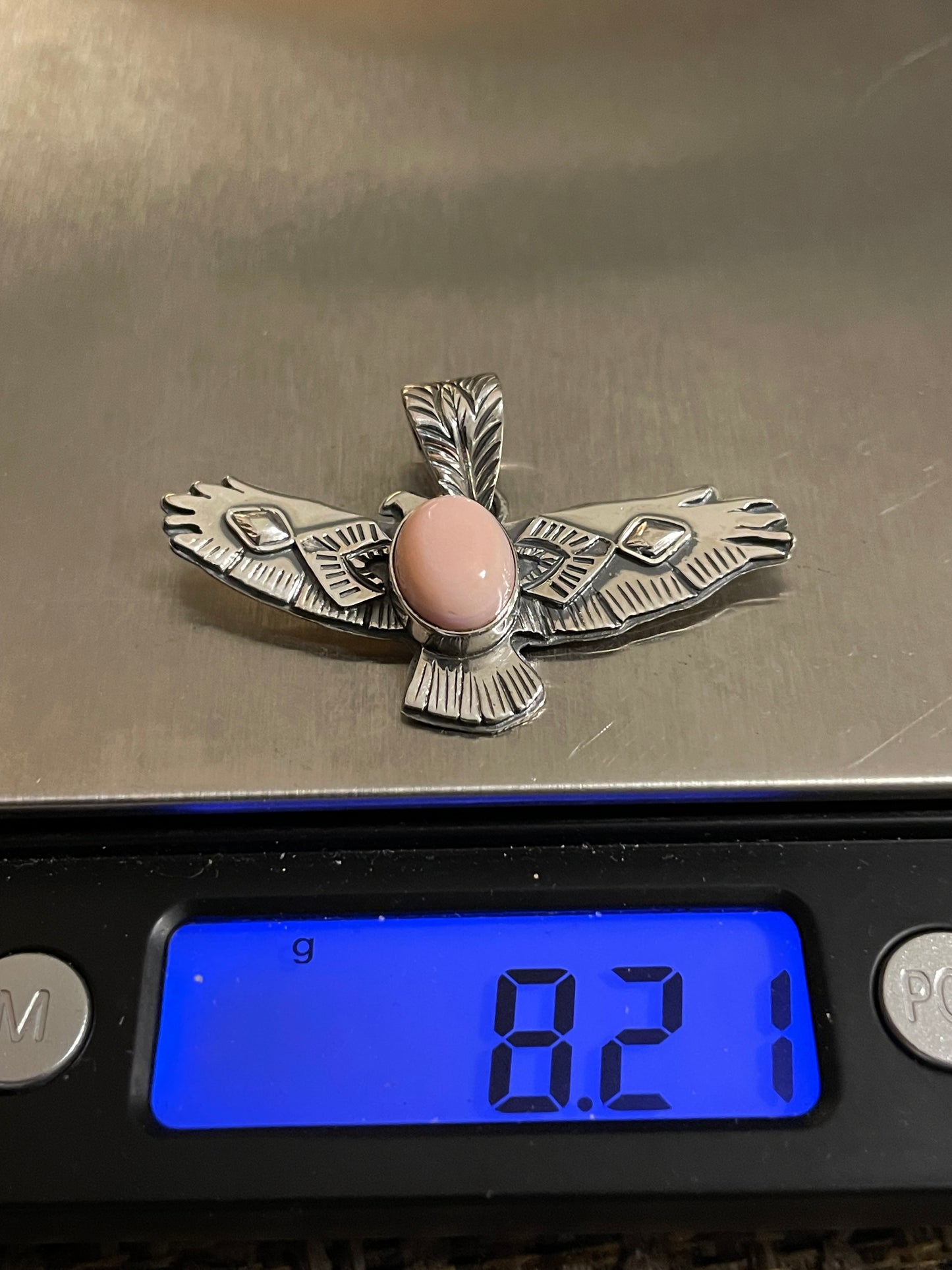 Pink Conch Thunderbird Pendant | Sterling Silver 925 B808