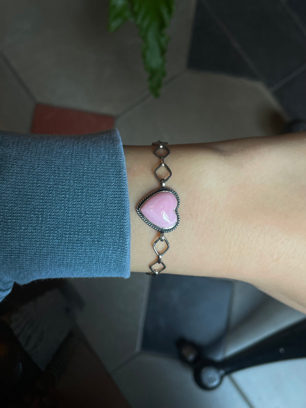 Pink Conch Heart Bracelet | 925 Sterling Silver E547