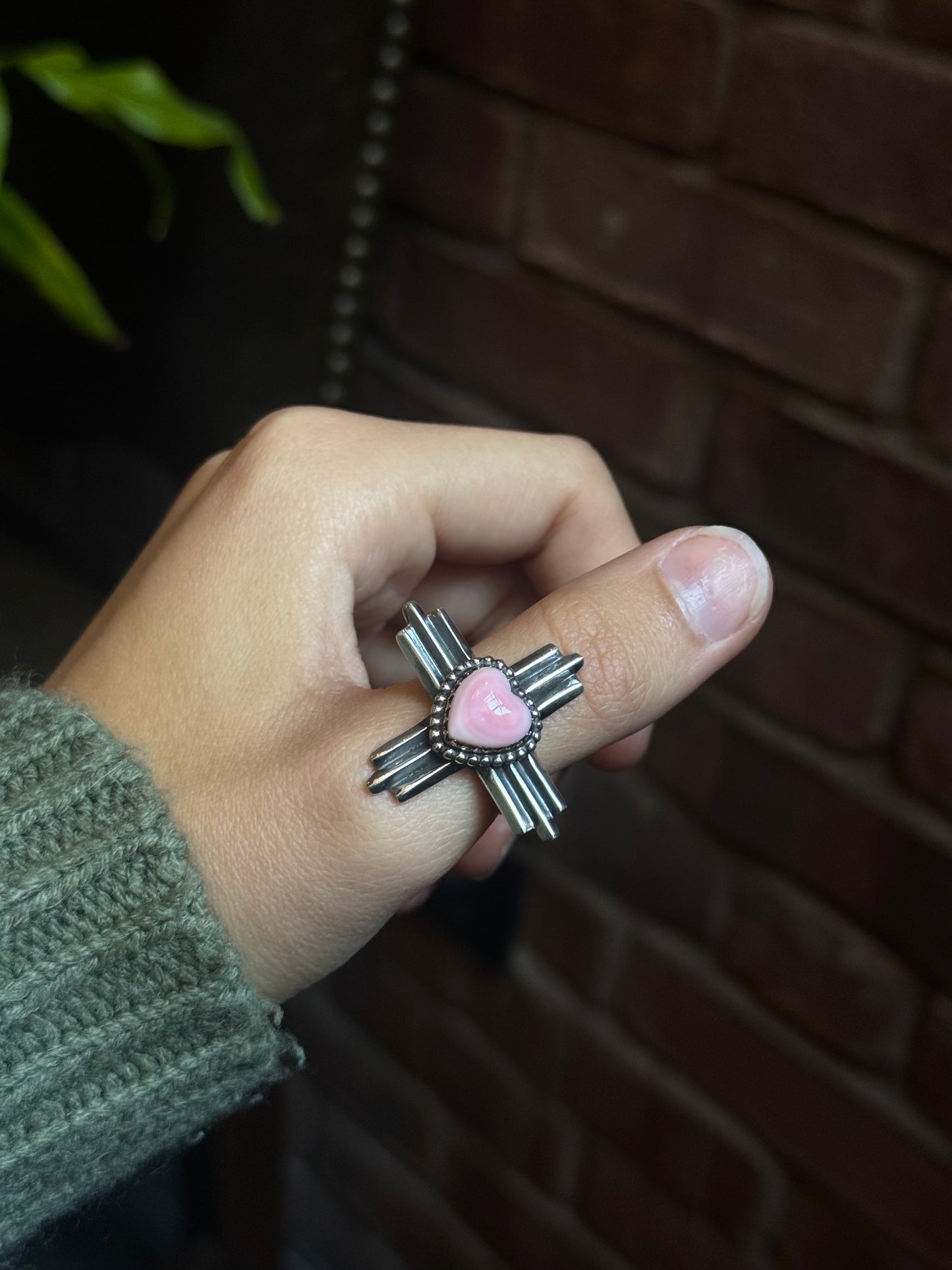 Pink Conch Zia Ring Size 9 | 925 Sterling Silver C444