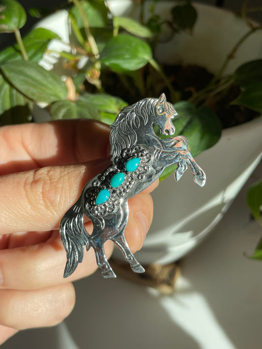 Turquoise Horse Pendant | Sterling Silver 925 B777