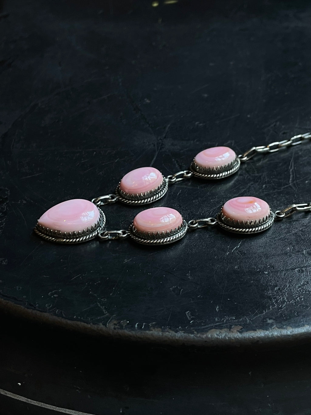 Pink Conch Lariat Necklace | 925 Sterling Silver E344