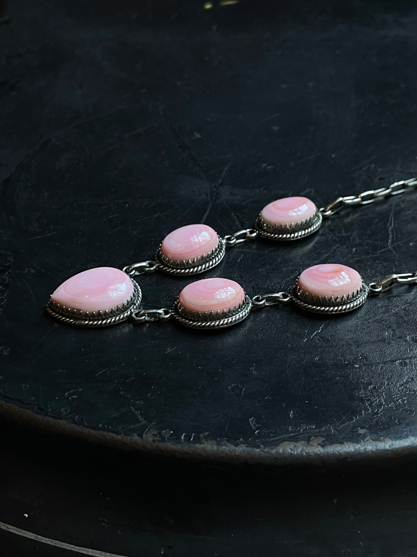 Pink Conch Lariat Necklace | 925 Sterling Silver E344