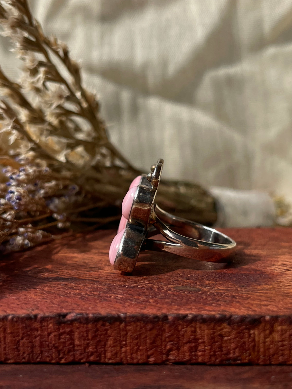 Pink Conch Butterfly Ring | 925 Sterling Silver Size 6.5 D334