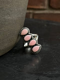 Pink Conch Triple Stone Ring Size 7 | 925 Sterling Silver Southwest E145