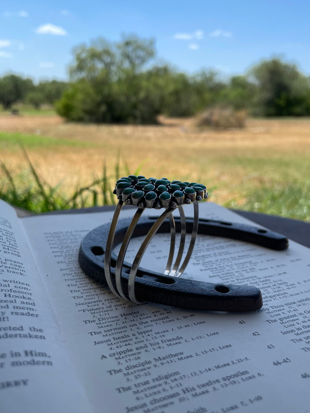 Turquoise Cluster Cuff Bracelet | 925 Sterling Silver G732