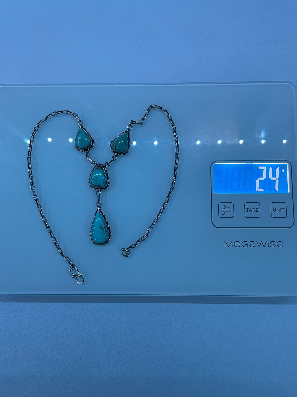 Kingman Turquoise Lariat Necklace | 925 Sterling Silver E351