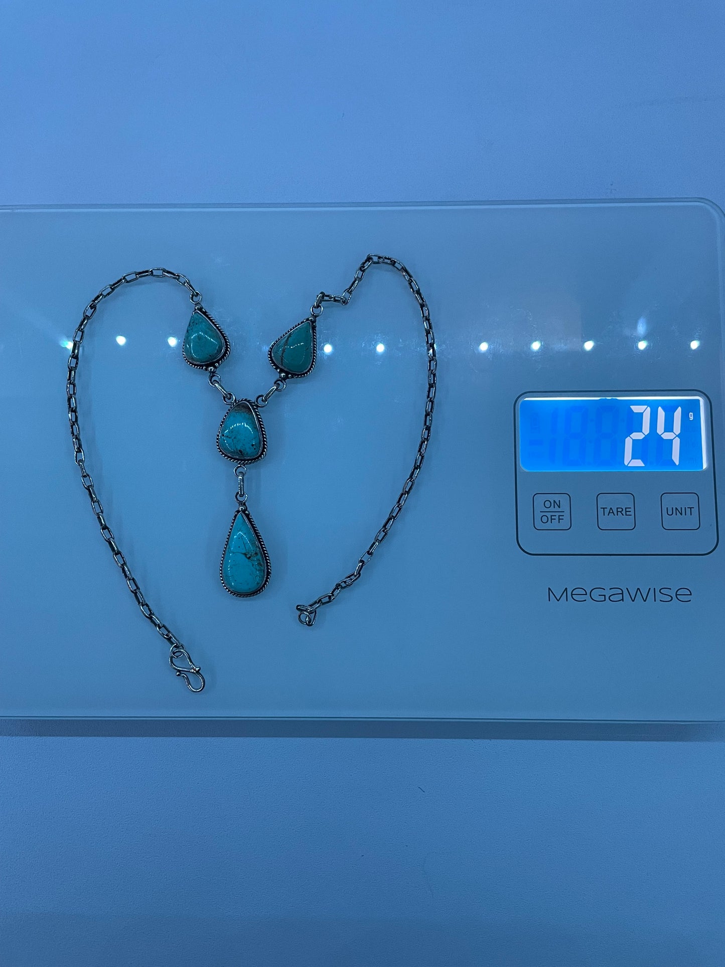 Kingman Turquoise Lariat Necklace | 925 Sterling Silver E351