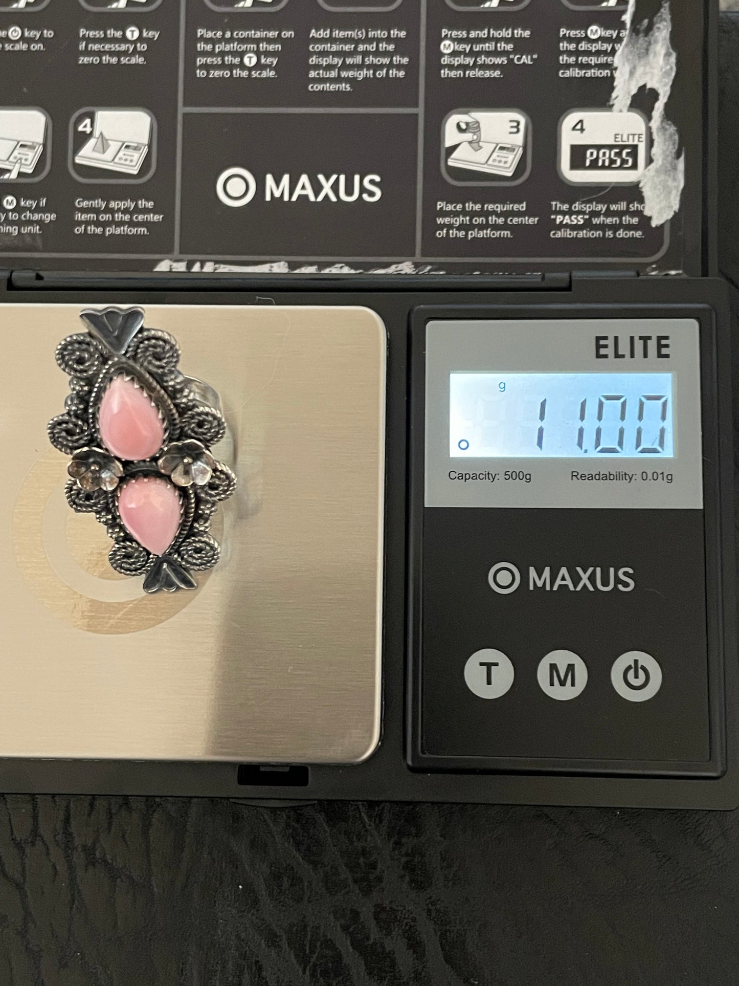 Pink Conch Double Stone Ring Size 9 | 925 Sterling Silver Southwest E151